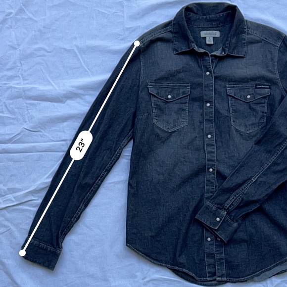 Calvin Klein Chambray Button Down Shirt - Grey - Size S - Picture 10 of 10